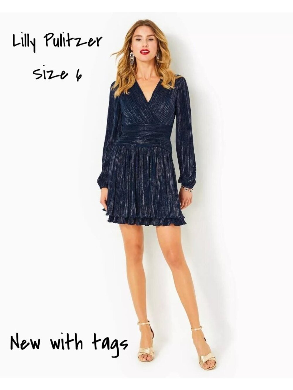 Lilly Pulitzer Jessamie Navy Blue Long Sleeve Mini Dress Size 6 - New Tags